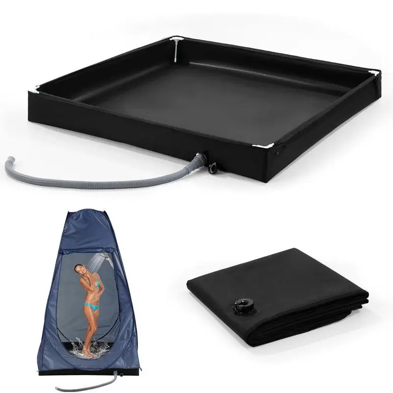 

Foldable Shower Base Outdoor Tent RV Camping Awning Shower Tray Portable Shower Pan Foldable Shower Basin for Camping Travel