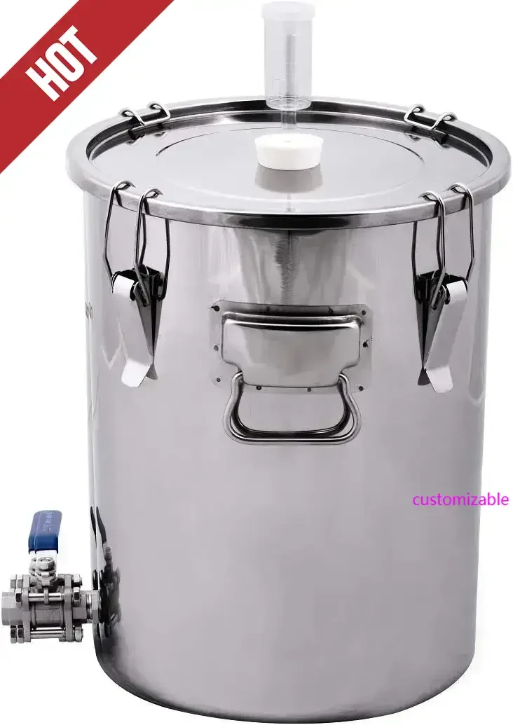

Stainless Steel 7 Gal Fermenter W/ 3-Piece Ball Valve – Durable Kettle For Wine, Beer, Mead, & Kombucha, Ideal For 5 Gal Batches
