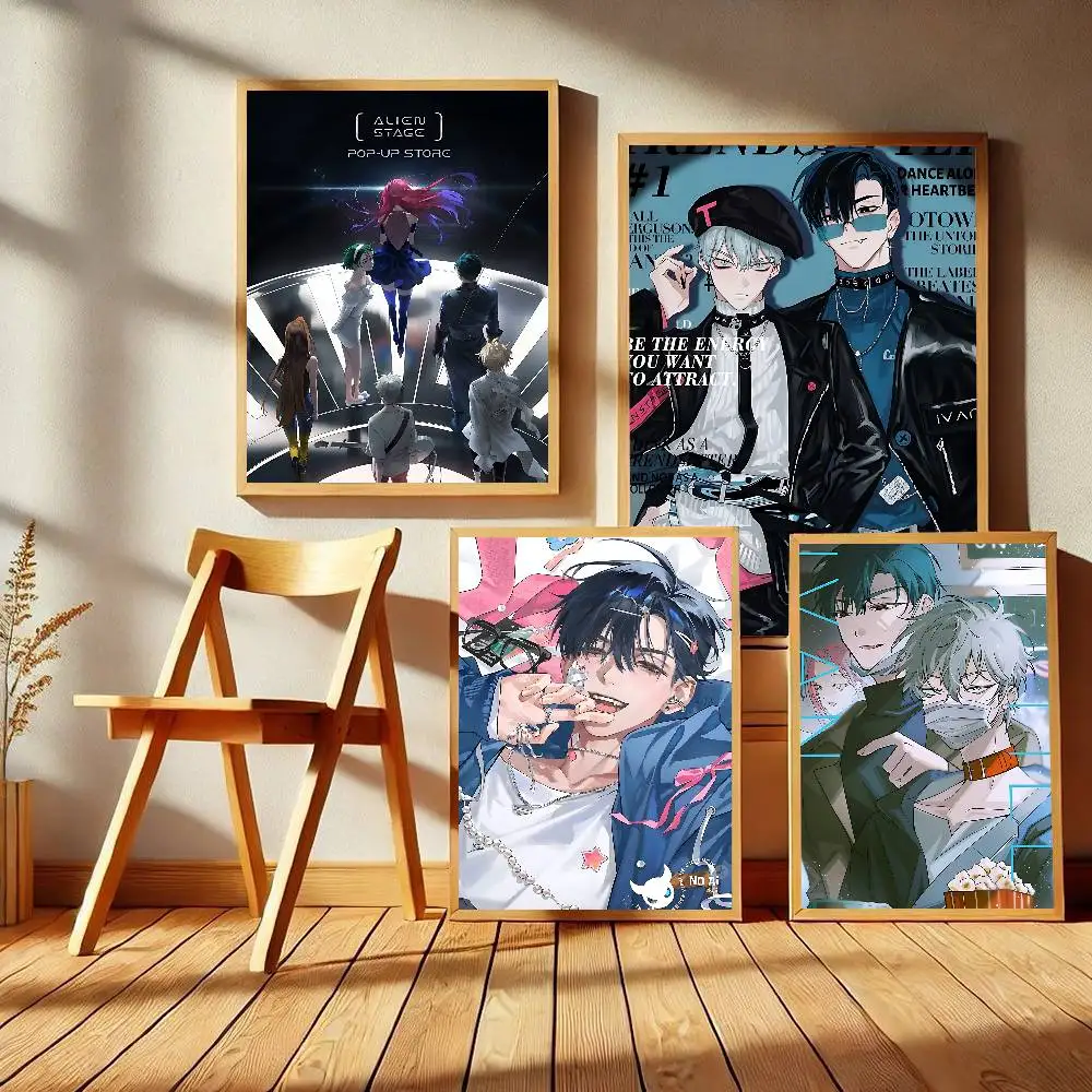 Alien Stage Anime Movie Sticky Posters Retro Kraft Paper Sticker DIY Room Bar Cafe Aesthetic Art Wall Painting