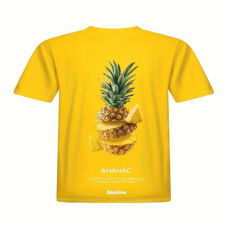 Fruit Printed Women's T-shirt Pineapple 3D Printed Y2k Fashionable Simple Short Sleeved Casual O-neck Daily Work Commuting