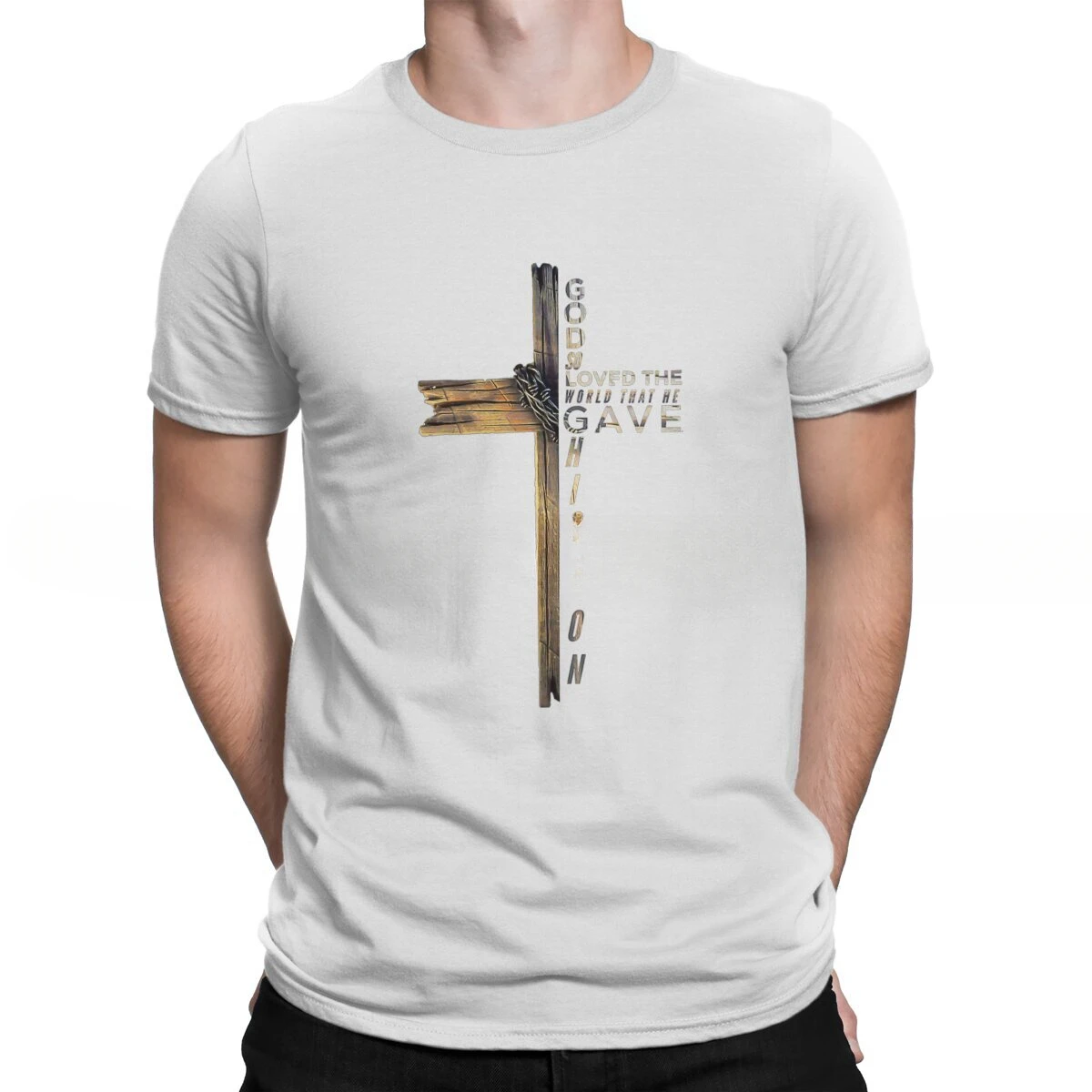 Jesus Polyester TShirt for Men Christian Cross Basic Leisure Sweatshirts T Shirt Novelty heavyweight Sweatshirt Round Collar