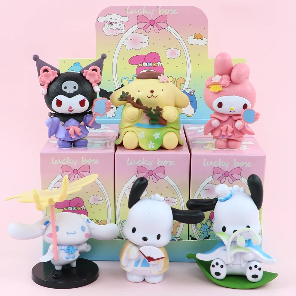 Kawaii Sanrio Blind Box Cinnamoroll Action Anime Figure Pochacco Kuromi Anime Figure Toys Model Doll My Melody Gifts