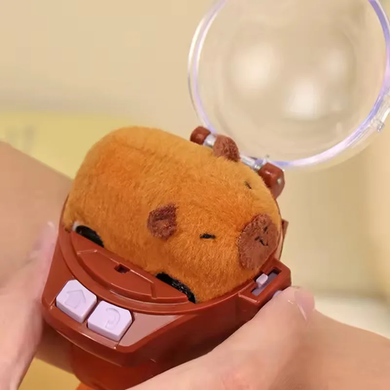 Capybara 3D dessin animé enfants RC voiture Mini montre jouets USB charge peluche lapin course jouets mignon animal de compagnie voiture pour enfant jeu interactif