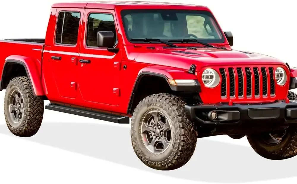 لوحات الجري (خطوات قضبان Nerf) متوافقة مع Jeep Gladiator 2020-2025 Crew Cab (نمط لوحة الجري المطلية بالمسحوق الأسود)
