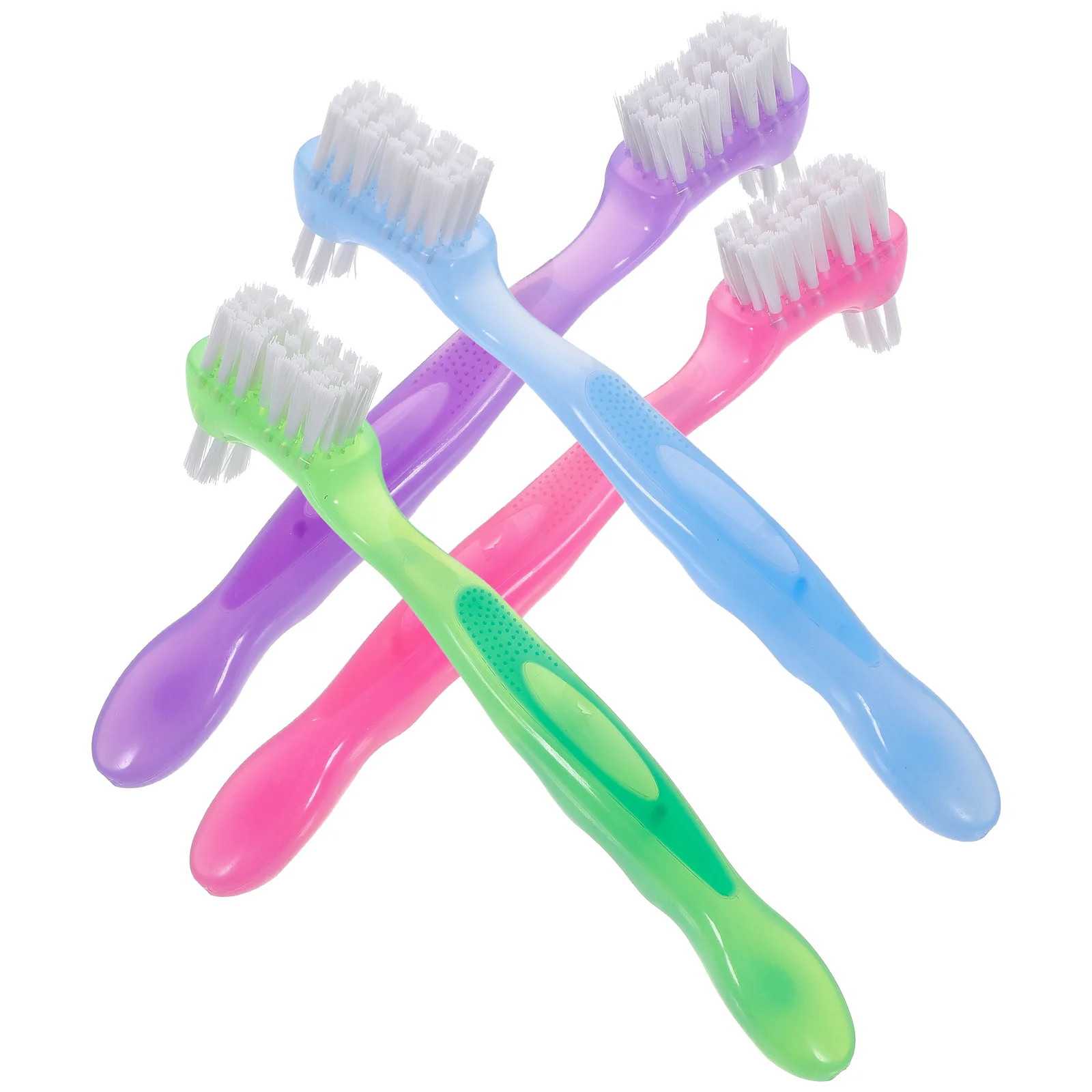 

4 Pcs False Toothbrush Denture Brush Toothbrush Dual Head Ergonomic Design Multi Functional Mini Brushes Brace Cleaning Tools