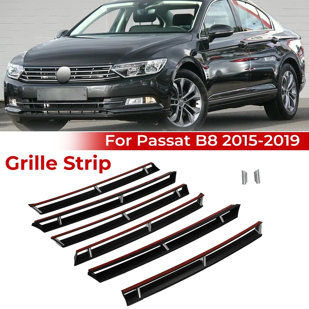 

Передняя решетка для VW Passat B8, вариант 2015, 2016, 2017, 2018, 2019, хромированная Декоративная полоса на ней, передняя решетка, автомобильные аксессуары