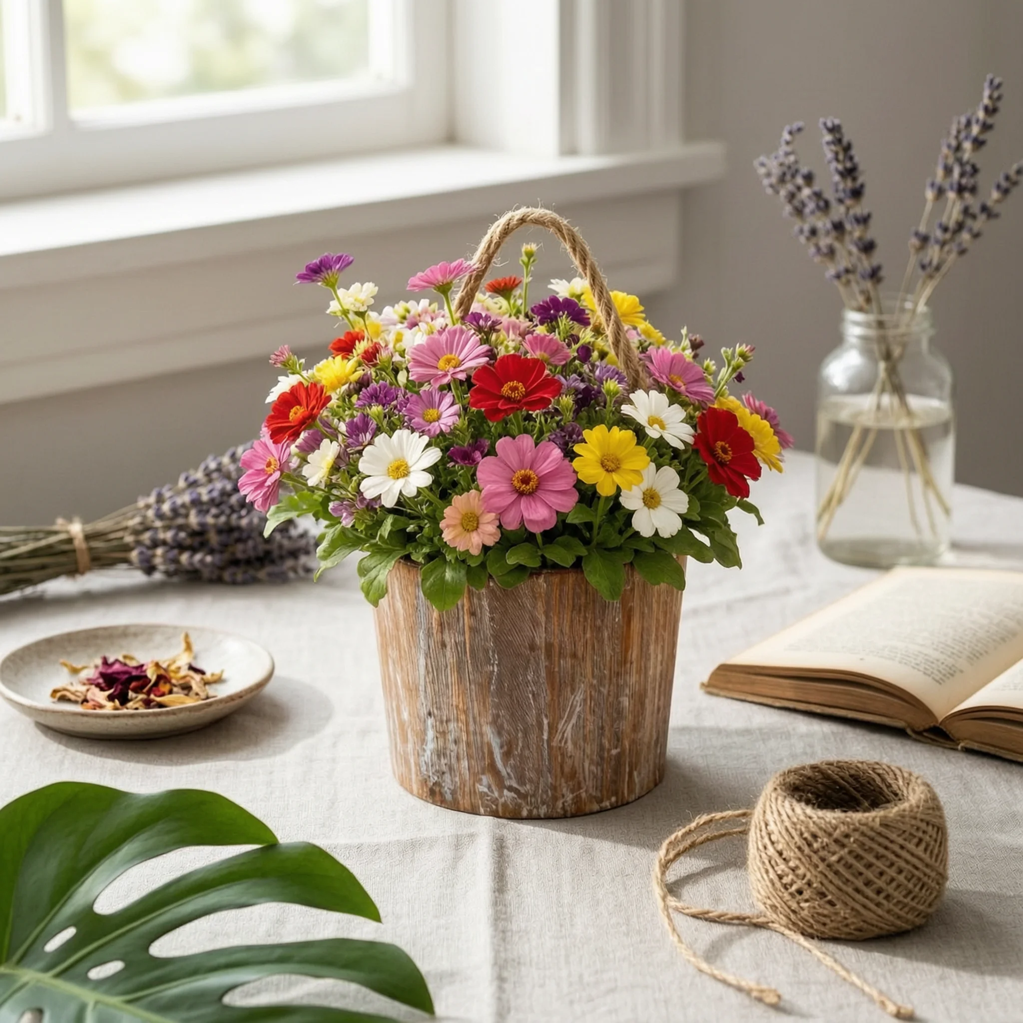 Wooden Planter Container Natural Wood Rustic Planter Container Plant Pot Open Top Garden Decoration Farmhouse Style