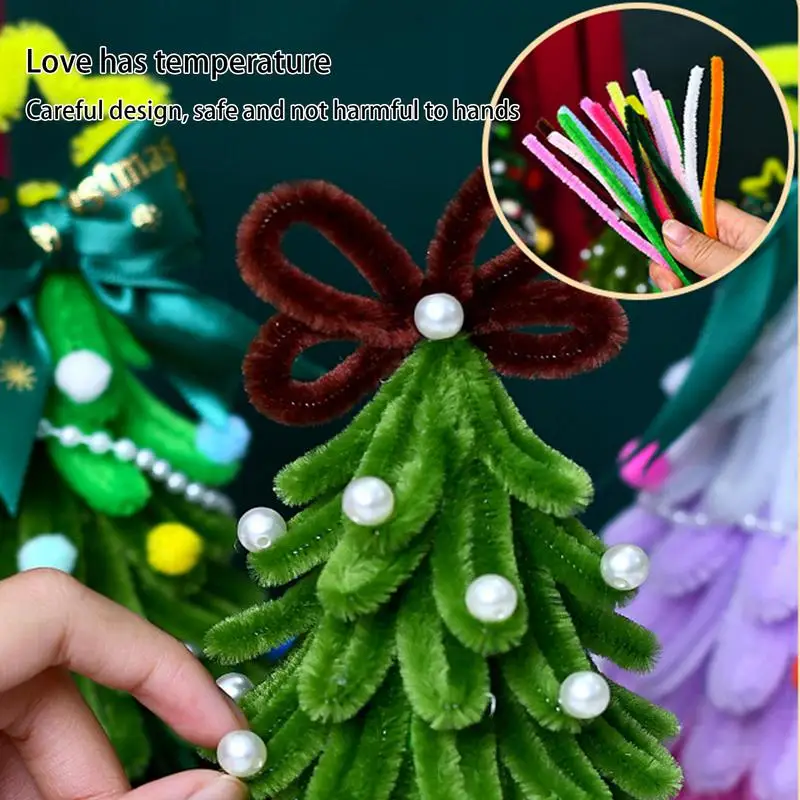 Weihnachtsbaum-Kunsthandwerk für Kinder, Tischdekoration mit Lichtern, Kleinkind-Baumschmuck für Kinder, handgefertigte DIY-Innendekoration