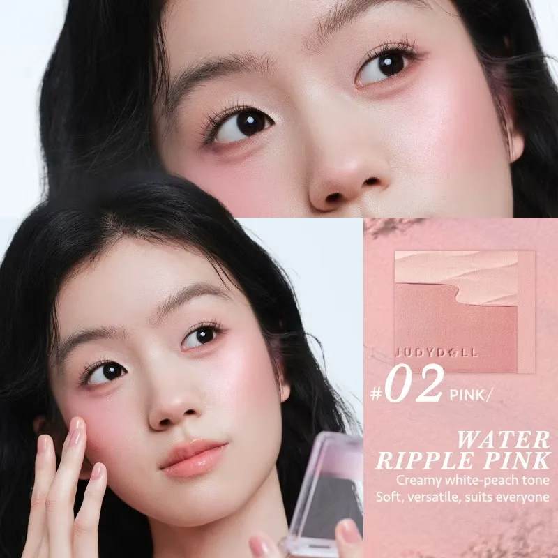 Judydoll Dual Tone Acqua Finitura satinata Modello onda trasparente Blush Palette Cosmetico Bellezza Acqua in polvere Blush Palette per trucco