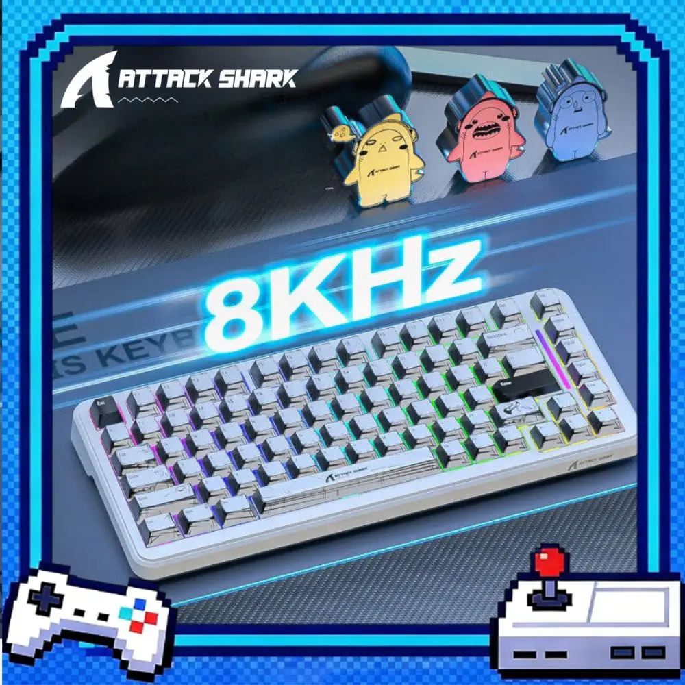 ATTACK SHARK X82 Pro HE 마그네틱 키보드 트라이 모드 무선 8K 폴링 레이트 게이밍 75% RGB 5000mAh 0.1MS 저지연 키보드