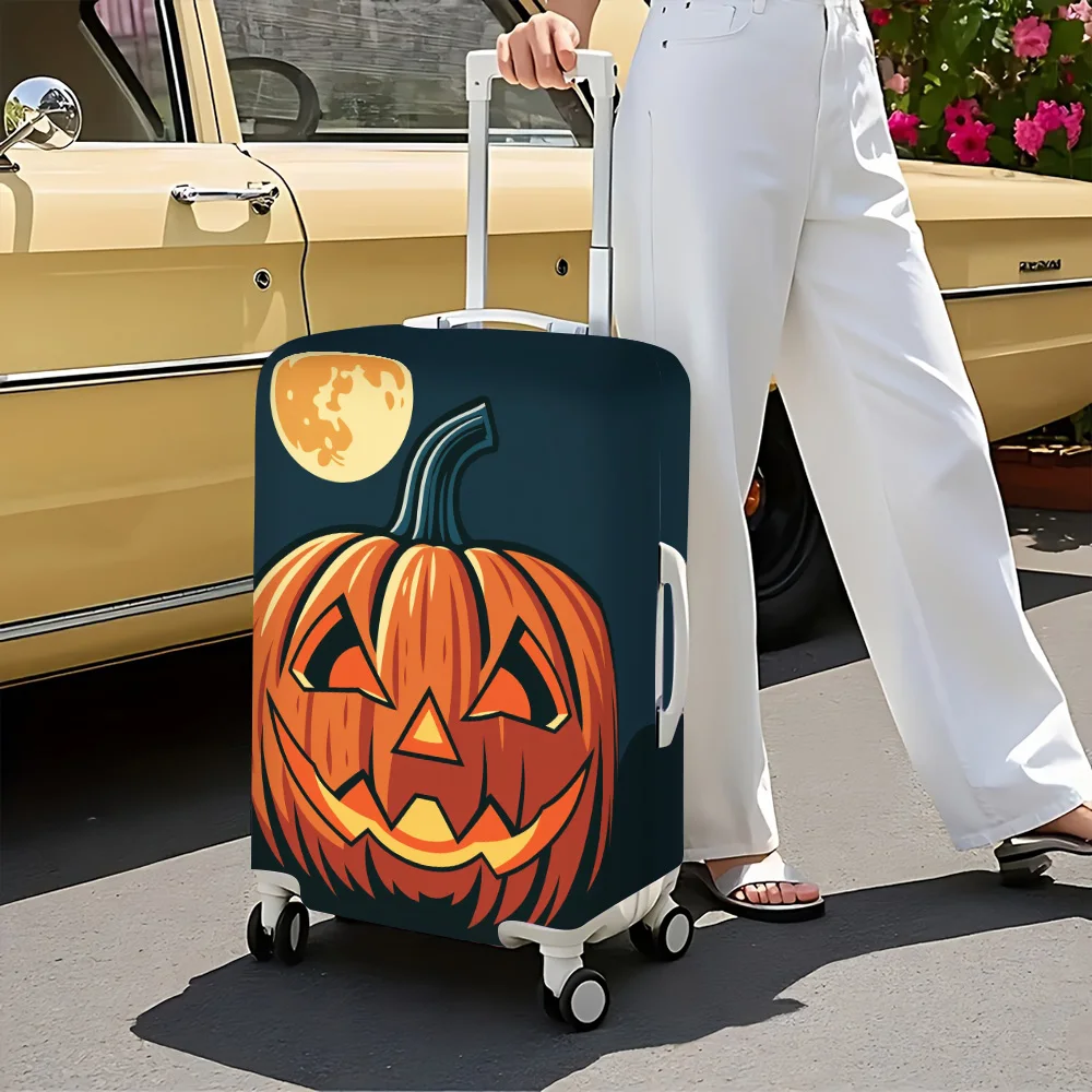 

1PC Pumpkin and Moon Print Luggage Cover for luggage sizes 18-32 inches; dust and elastic travel accessories to effectively prot