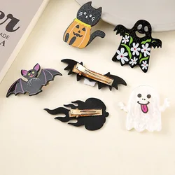 6pcs ladies black night falls Halloween haunted house pumpkin haunted house horror funny ghost ghost fire skeleton hair clip