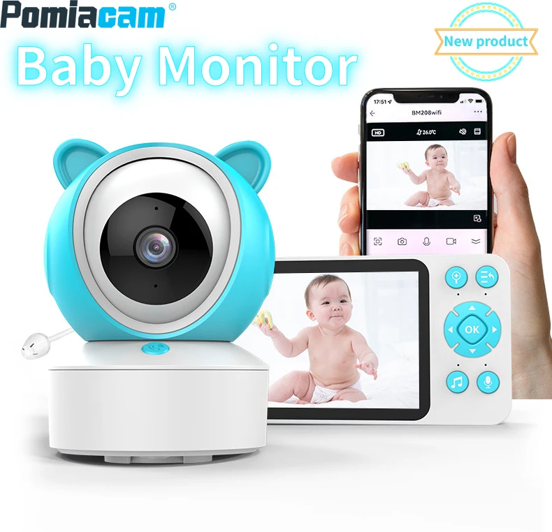 

New 5-inch WiFi Baby Monitor 1080P PTZ Control Temperature Monitoring Lullaby Mobile APP Remote Two-way Intercom Baby Monitor