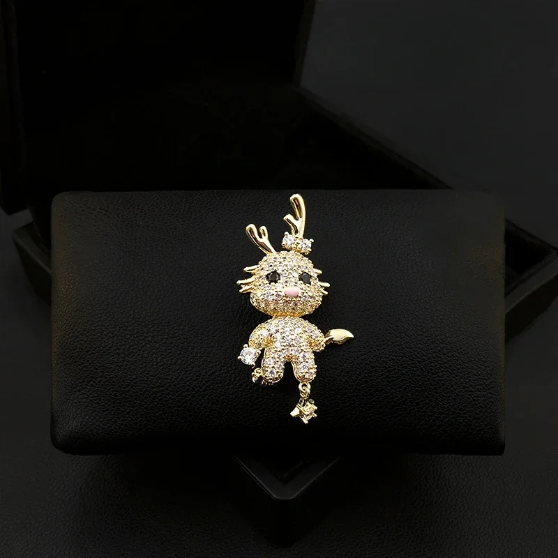 Dragon Brooch Zodiac Year Small Animal Gifts Women's High-Grade Corsage Pin Suit Neckline Accessories Clothes Jewelry Badge 5378