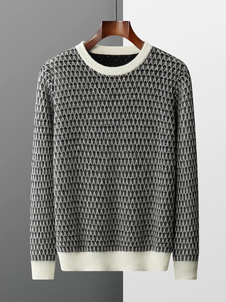 

TLOML мужской 100% кашемировый свитер, толстый жаккардовый пуловер с круглым вырезом и цветными блоками, осень-зима, кашемировый трикотаж, повседневные мягкие теплые топы