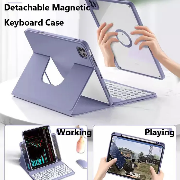 for IPad 11th Gen A16 2025 7th 8th 9th Gen 10.2 Air2 9.7 Pro11 Air5 Air4 10.9 Air6 iPad10 Rotatable Magnetic Split Keyboard Case view 2