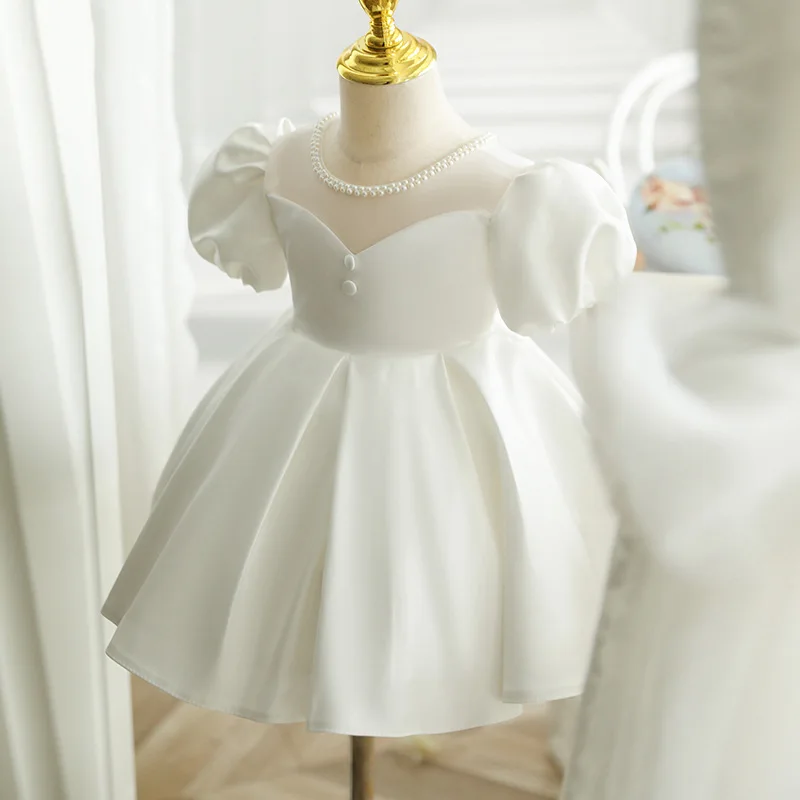 

Girls' First Birthday Dress2025New Baby Piano Performance Princess Dress Little Flower Girl Host Children's Formal Dress