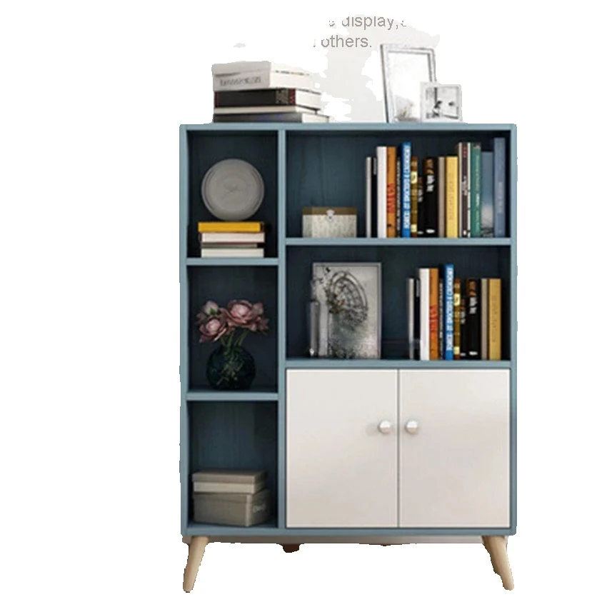 

New Modern Simple Bookcase Nordic Style Indoor Floor Storage Five Grid Cabinet Double Door With Foot Combination Storage Cabinet