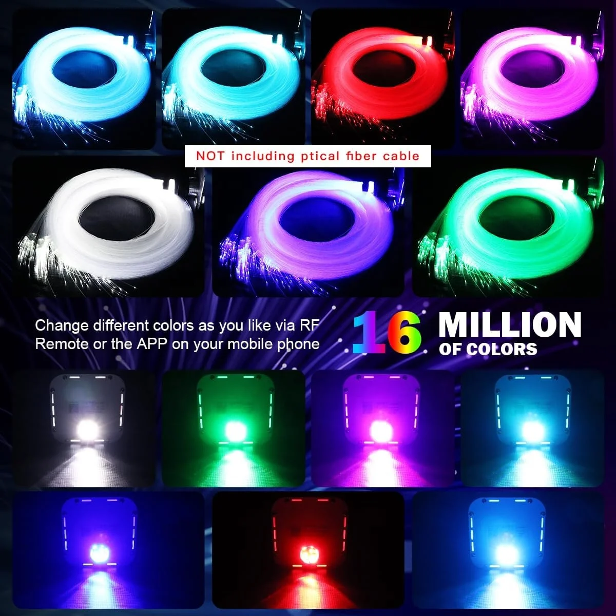 32W High Brightness Twinkle Sound Mode RGBW Fiber Optic Light Source Star Ceiling Light Engine Car Home Star Lamp