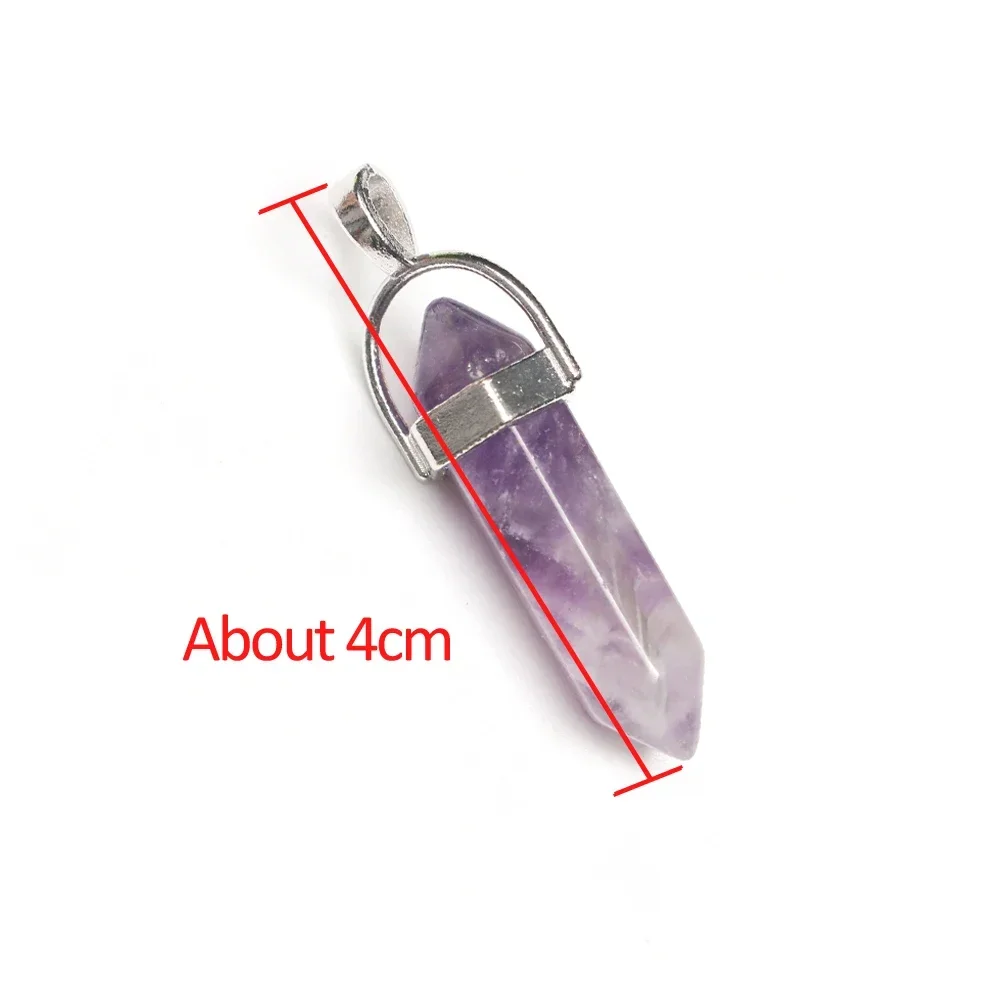 Bullet Pendants Healing Hexagonal Stone Crystal Necklace Natural Chakra Gemstone Mineral Quartz Jewelry Charms Necklace Pendulum