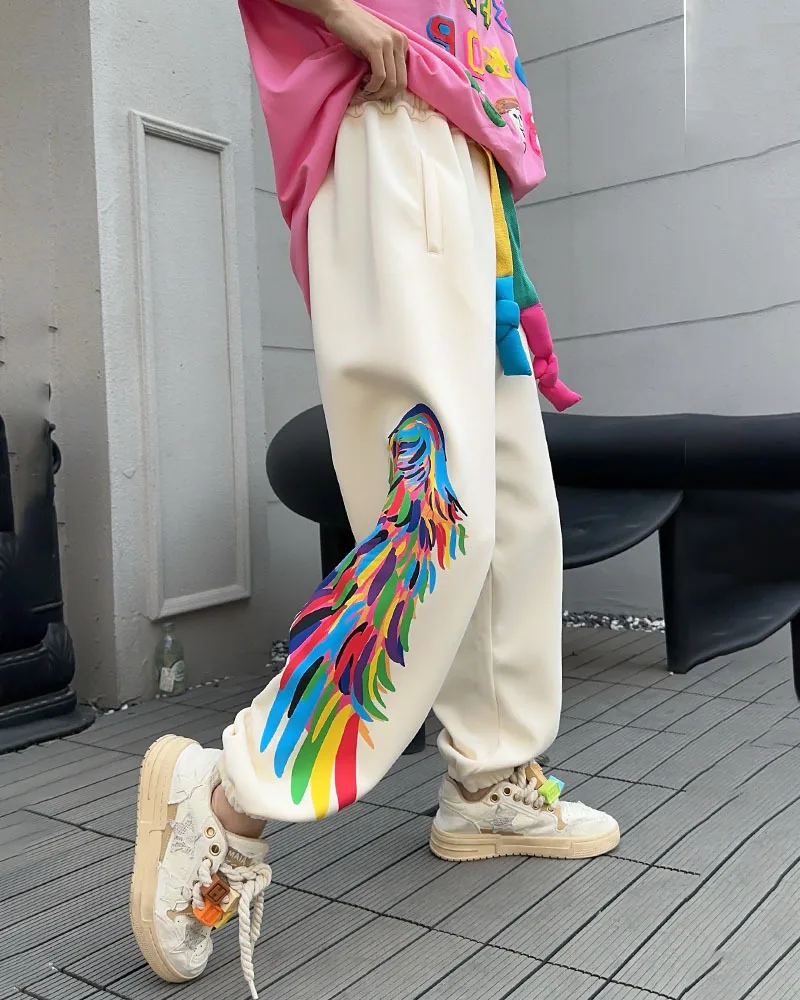 Graffiti Wing Sweatpants Harem Pants Women Y2k Clothes Hip Hop 2024 New Casual High Waist Oversized Pants Vestidos Sportwear