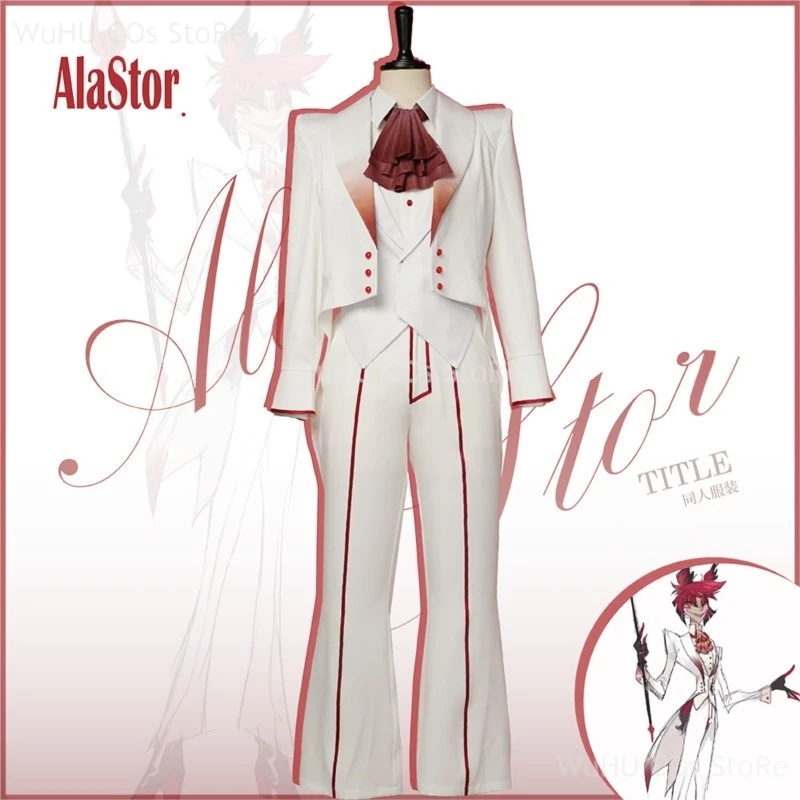 

Hasbin Cosplay Hotel Uniform Alastor Cosplay Costume Christmas Costumes Adult Men Halloween Carnival White Suit Wig Cosplay