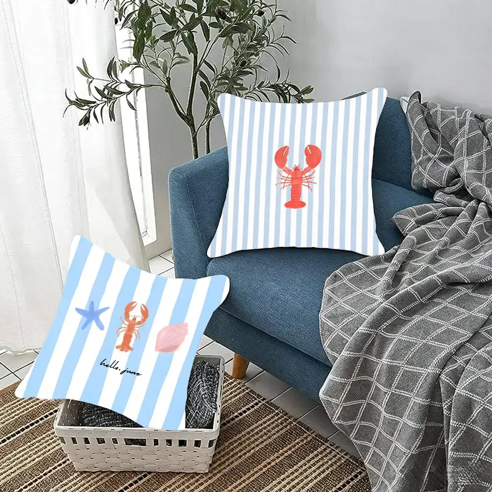 Theme Nature Beach Element Cushion Cover Fluffy velvet Nordic style plush Living room sofa decorative