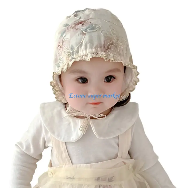 090B Toddler Sun Hat Spring Lace Hat Little Girl Infant Soft Hat Cotton Bonnet Cap Princess Baby Sun Protections Hat