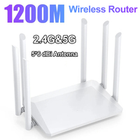 2.4G 5G Dual Band Wireless 1200Mbps Router Wifi Range Repeater with 5*6dBi High Gain Antennas Wider Coverage Wi-Fi Extender