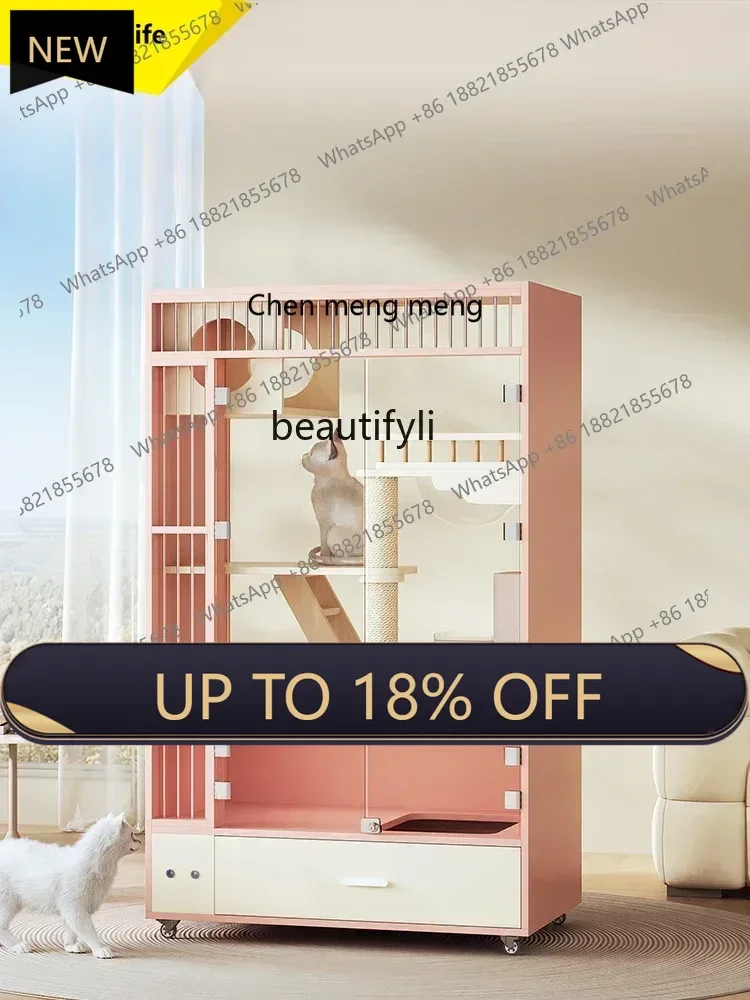 

P178 L Luxury Cat Villa Solid Wood Cat Cage Fantasy Cat Castle Cabinet Customized Pet Home Nest House
