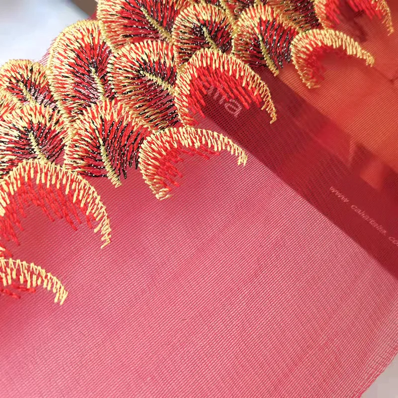 1/3 Yard Flower Embroidery Lace Accessories Curtain Decoration Underwear Wedding Gauze Polyester Thread Gradual Lace