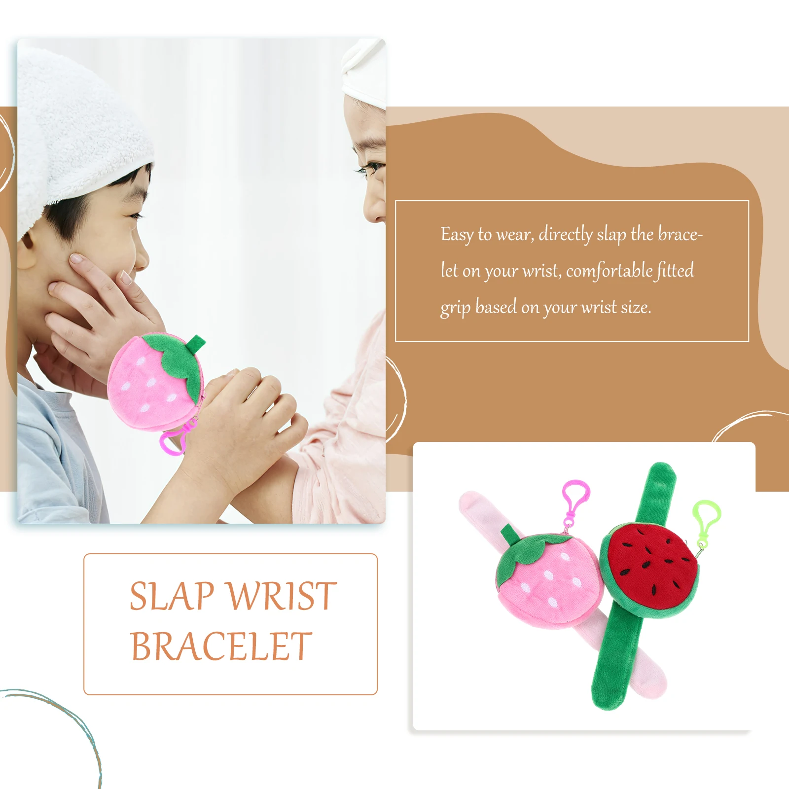 

2 pcs Fruit Theme Slap Bracelets Strawberry Design Kids Baby Child Party Favors Cute Wristbands Snap Band Toy Gifts