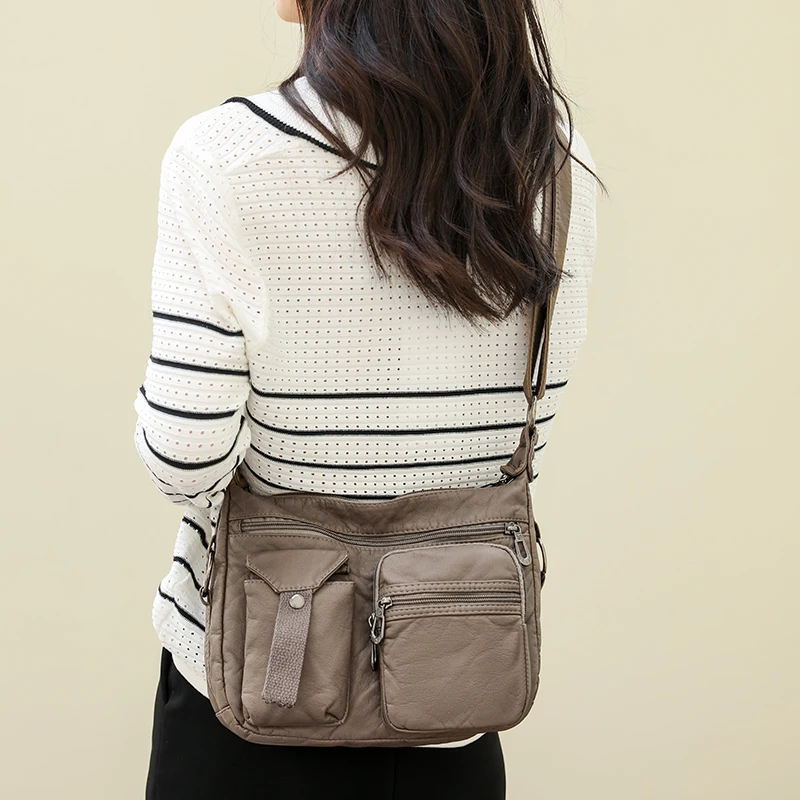 المرأة الترفيه حقيبة كروسبودي جلدية حقائب الكتف الإناث متعددة الأغراض رسول حقيبة كيس دورات سعة كبيرة حقائب الطالب