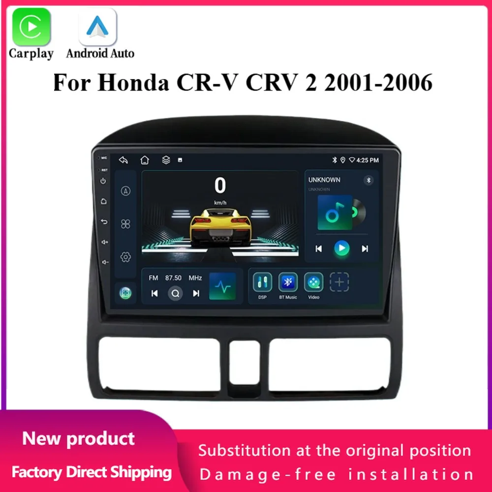 

For Honda CR-V CRV 2 2001-2006 Car Radio Android Multimedia Navigation 4G GPS Wireless Bluetooth Carplay GPS Touch Screen Stereo