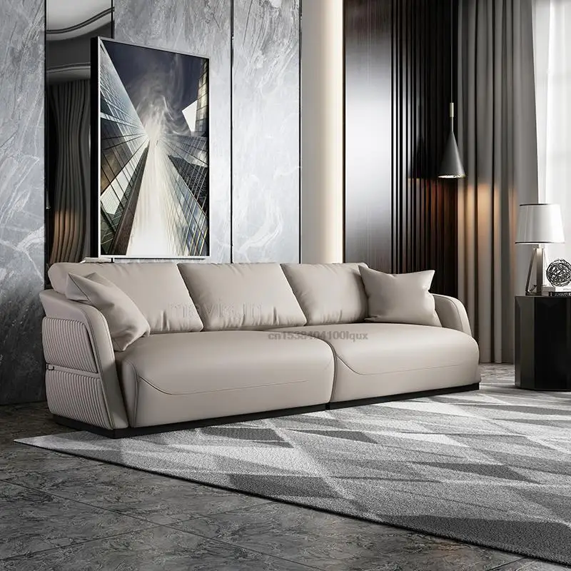 Modern Simple Sofa And Coffee Table Combination Furniture Top Graded Italian Genuine Leather Sofa Sectional In High Quality 