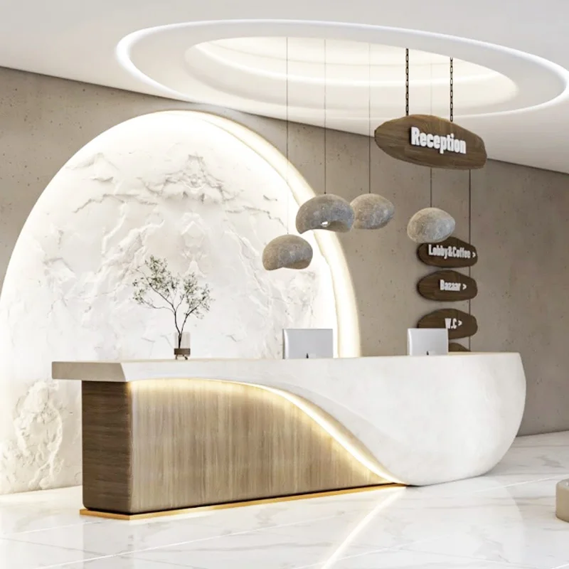 مخصص. حار بيع تخصيص اللون الأبيض التنفيذي فندق شركة الجبهة مكتب الاستقبال التصميم الإيطالي #5