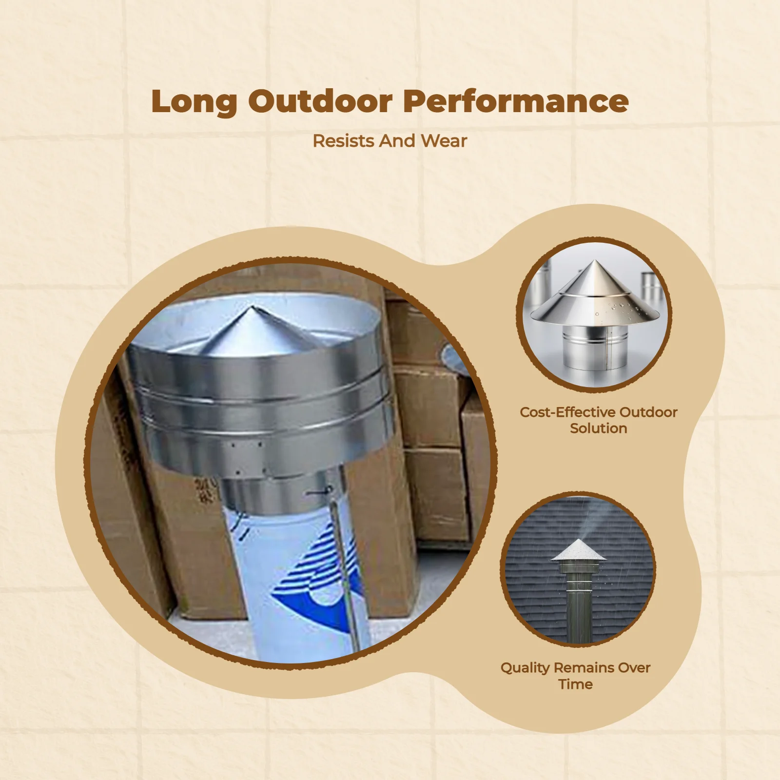 

Ветрозащитный колпак для дымохода из нержавеющей стали