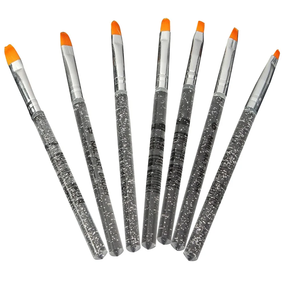 ชุดแปรงทำเล็บ 7 ชิ้นใน 1 ชุด ด้ามจับใส สำหรับงานละเอียดระดับมืออาชีพ ใช้กับอะคริลิค เจลยูวี สำหรับเพ้นท์เล็บและทำเล็บ