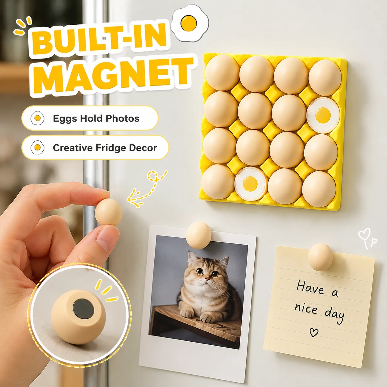 Cute Egg Carton Fridge Magnet 3D Removable Mini Egg Memo Clip Photo Holder for Refrigerator Office Whiteboard Kitchen Decor