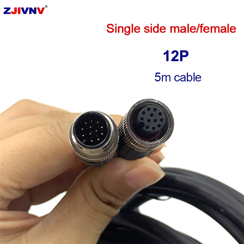 M12 12P straight plug sensor connector single side female male linker with 5 meter cable 12pins