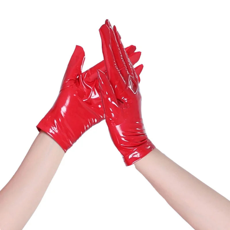 Sexy Women Patent Leather Long/Short Gloves PVC Wet Look Ladies Shiny Black Red Party Evening PU Gloves Cosplay Gothic Clubwear