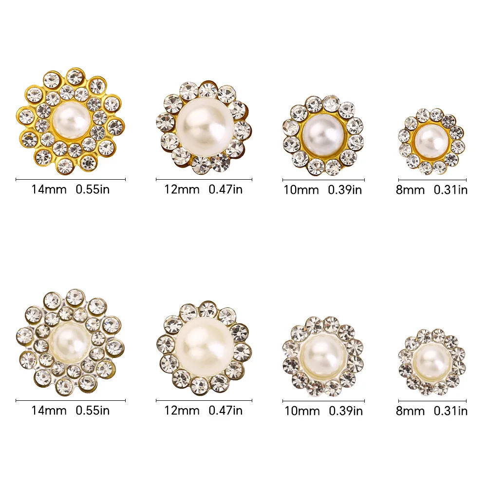 100 PCs round Bottom High-end Retro Pearl Rhinestone Flower Plate and Diamond Buckle,Shoes, Bags, Jewelry DIY Accessories