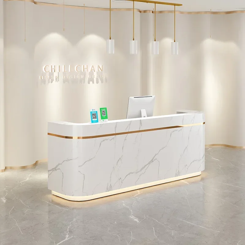 

Modern Simple Reception Desks Nordic Luxury Storage Customer Shop Counter Beauty Salon Office Furniture Comptoir D'accueil FYRD