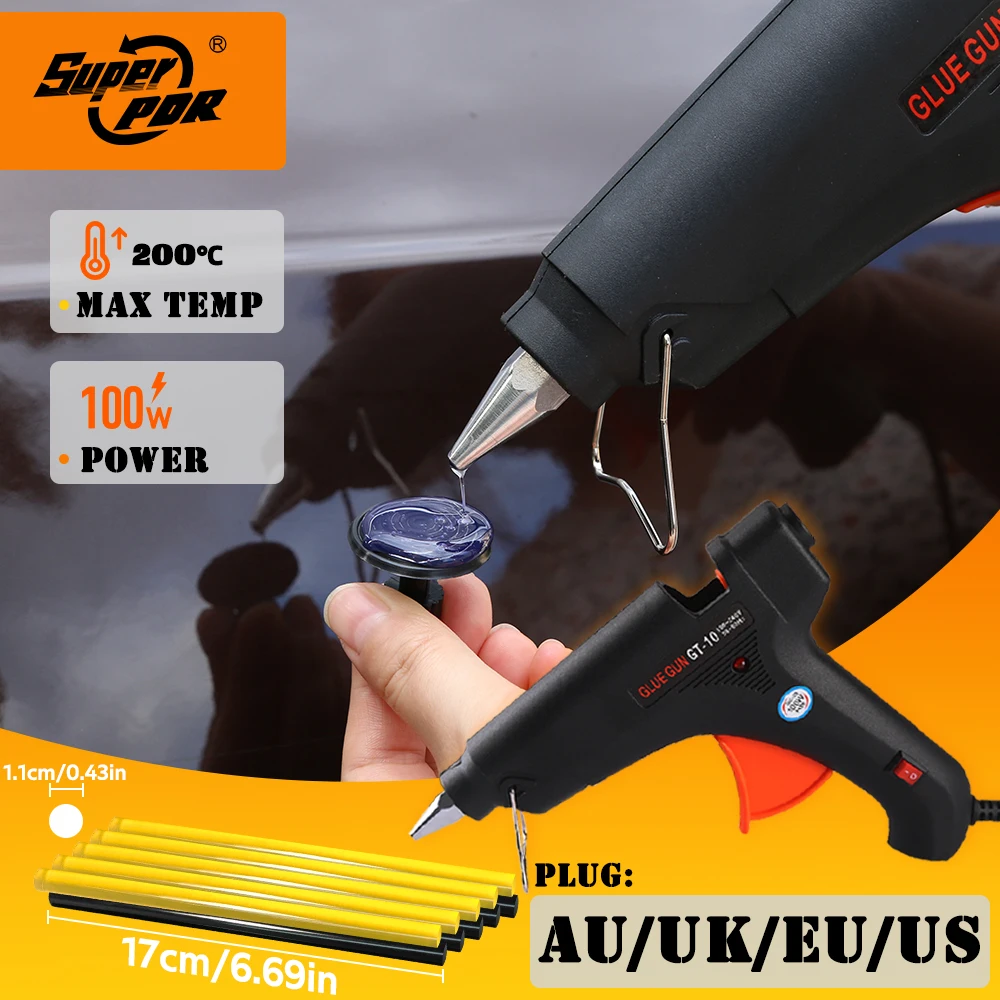

Термоклеевой пистолет Super PDR 100W 10 клеевых стержней в комплекте 100-240V Инструмент для ремонта вмятин без покраски для кузова автомобиля Вилка ЕС АУ UK США