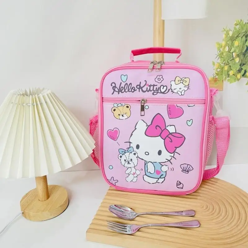 Hello Kitty New Sanrio Kawaii Lunch Box Bag Kuromi My Melody Cinnamoroll Cute Cartoon Student Large Capacity Portable Bento Bag