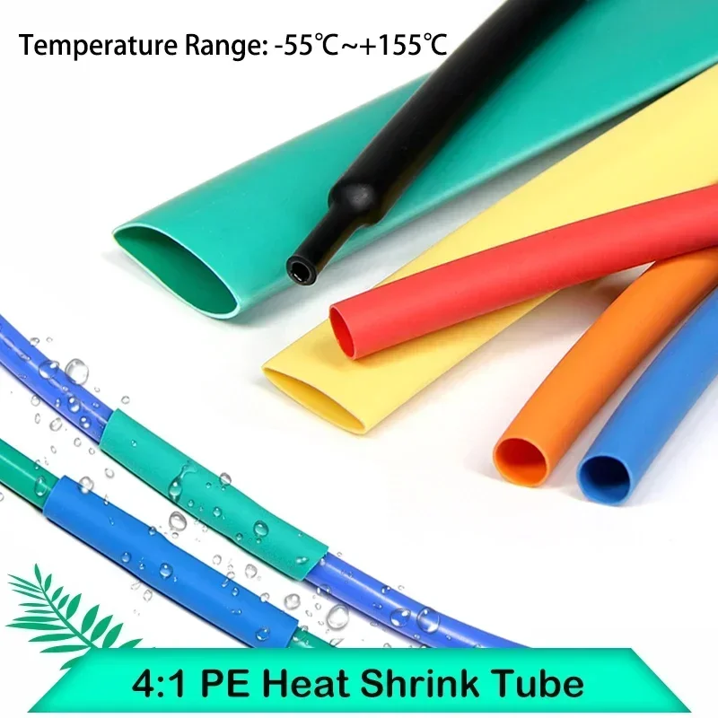 

1Meter 4:1 Heat Shrink Tube With Glue Thermoretractile Shrinkable Wrap Sleeve Dual Wall Heat Shrink Tubing 6 8 12 16 24 40 52 72