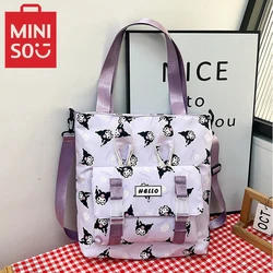 MINISO Sanrio Crossbody Bag Cartoon Cute Printed Shoulder Bag Kuromi Handbag Large Capacity Tote Bag