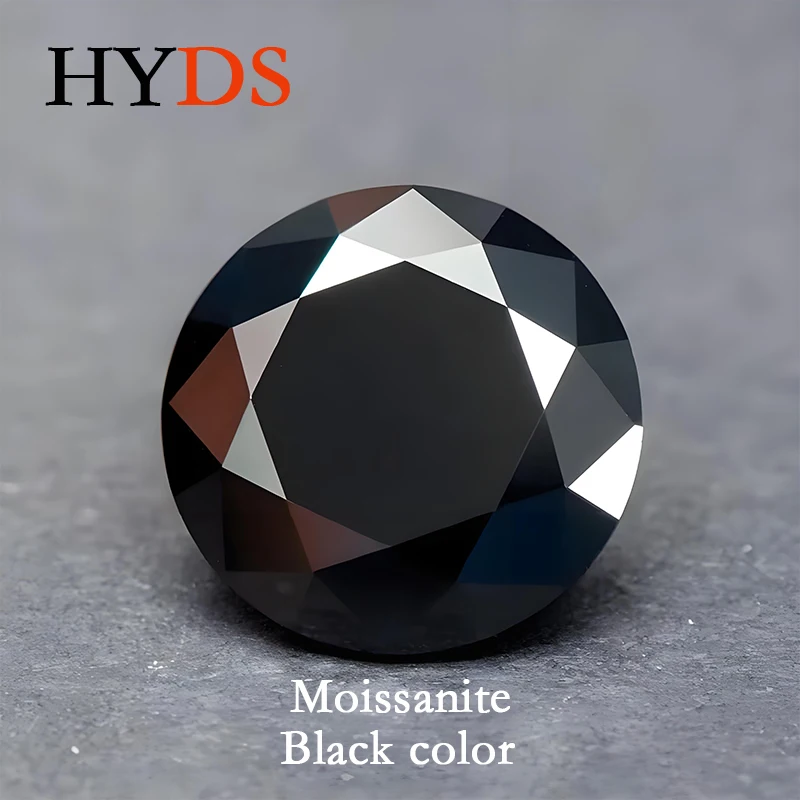 

Moissanite Stone Round Cut Black Color Lab Grown Diamond Charms Beads for Jewelry Making Earrings Materials with GRA Certificate