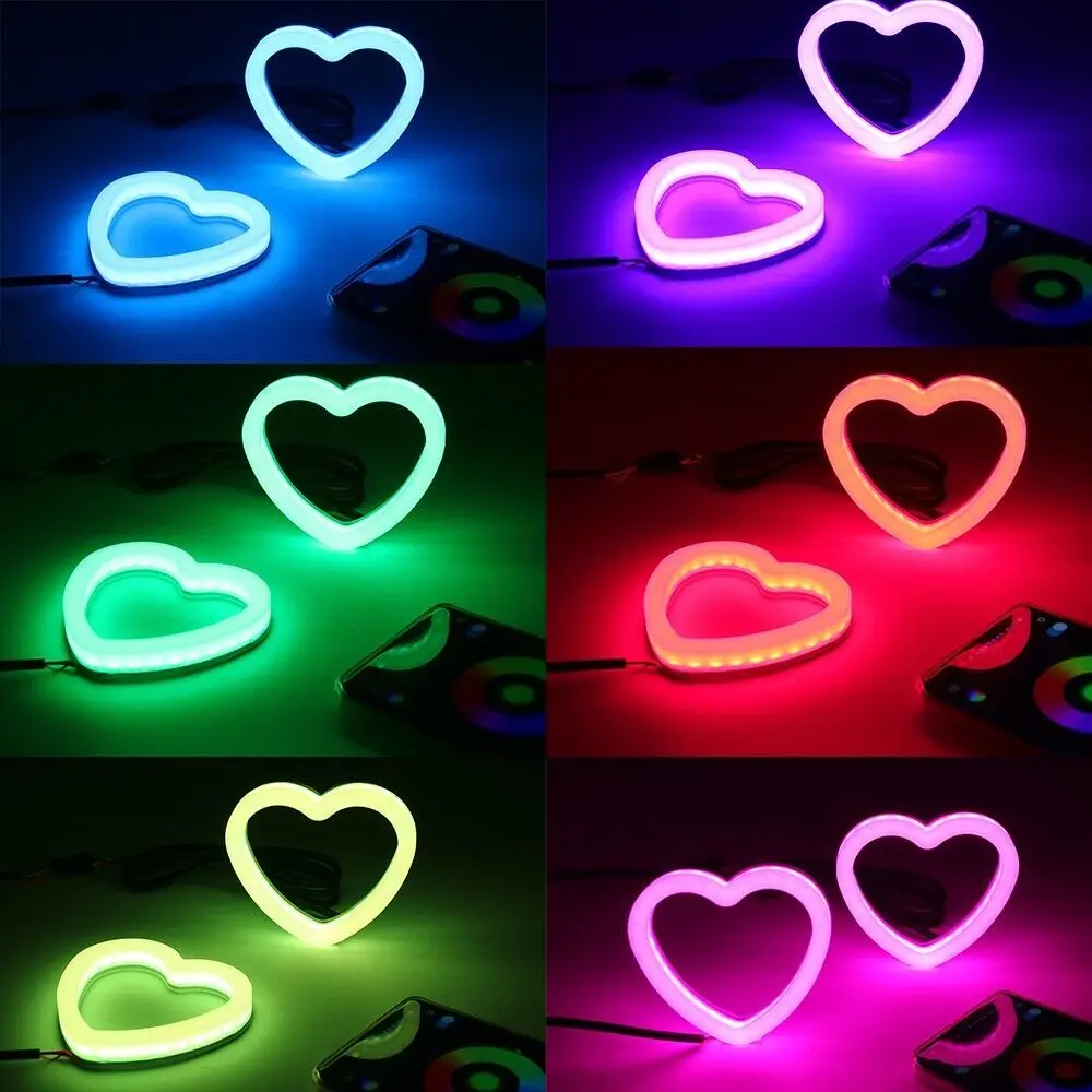 SANVI 2pcs Heart-Shaped SRGB Angel Eyes Halo Light Bluetooth App Control With with Amber Turning Light Car Light Accessories