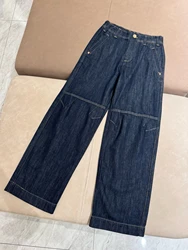 Autumn Winter 2024 Women's Pants Cotton Straight Jeans High Waist Straight Trousers